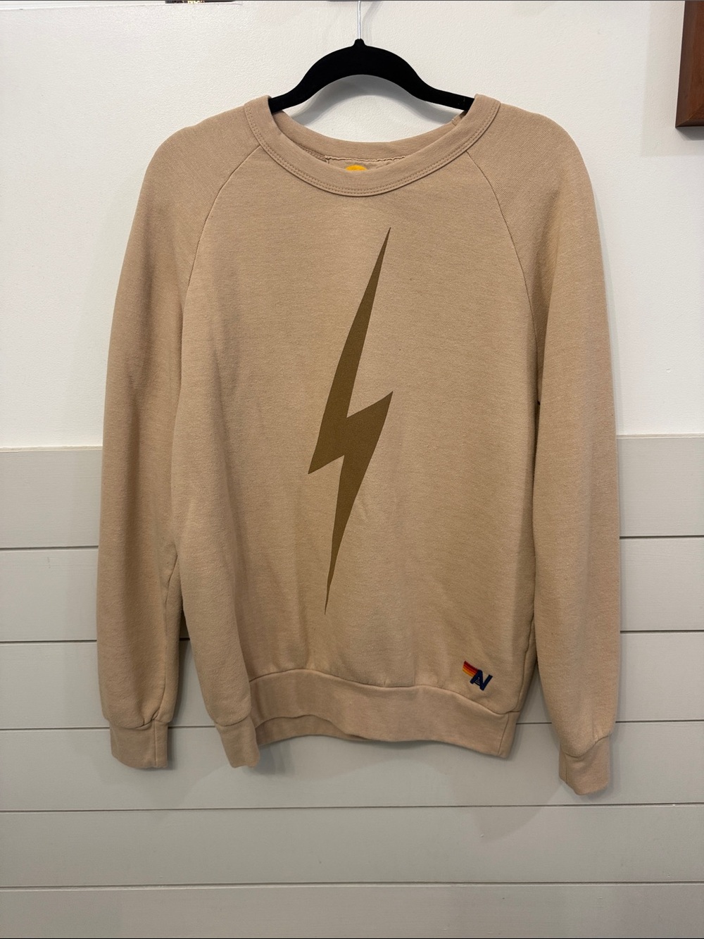Aviator Nation Beige Bolt Crew Sweatshirt